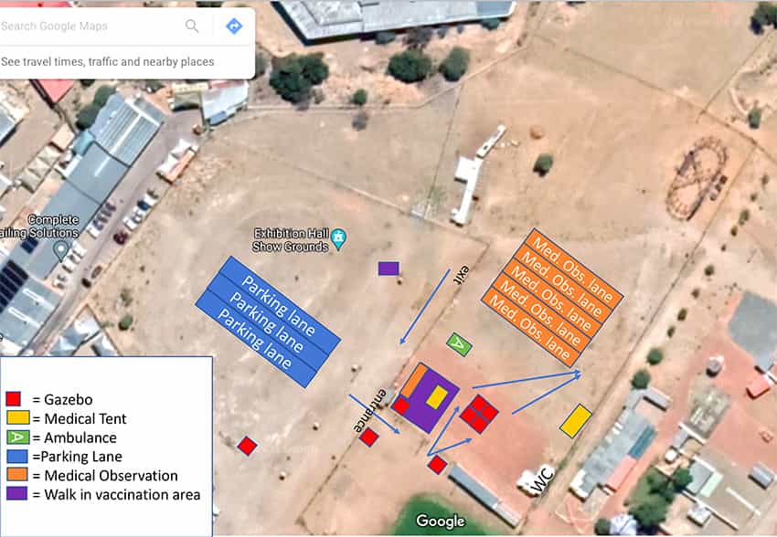 Procedures DriveThrough Vaccination Station, Windhoek Showgrounds